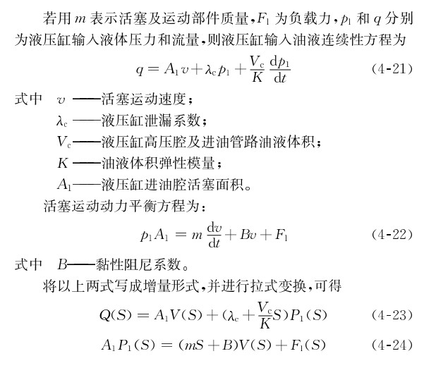 液壓缸的具有的動態特性